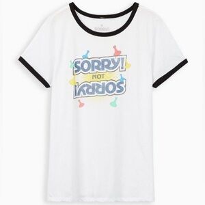 Torrid Slim Fit Ringer Tee - Sorry Not Sorry - size 2X BNWT